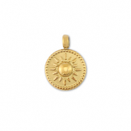 Stainless steel charms round with sun Gold