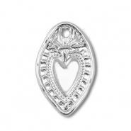 Metal charms oval with heart Silver