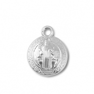 Metal charms round with saint Silver