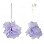 Trendy earrings/earpin chiffon flower Lavender-Gold