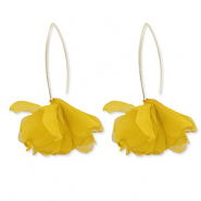 Trendy earrings chiffon flower Yellow-Gold