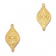 DQ European metal charms oval with flower Gold (Nickelfree)