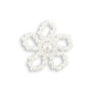 Statement charms top faceted beads & pearl flower Pearl White-Transparent