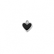 Stainless steel charms heart Silver-Black