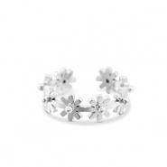 Stainless steel rings flower Silver
