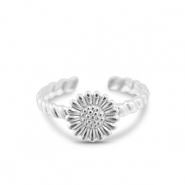 Stainless steel rings flower Silver