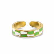 Stainless steel rings chequered Gold