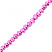 Top faceted beads 4x3mm disc Metallic Fuchsia Pink