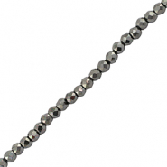 Top faceted beads 2mm round Metallic Gunmetal