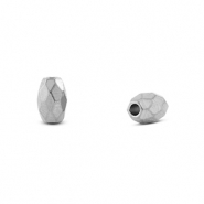 Stainless steel beads faceted oval Silver