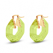 Trendy resin earrings hexagon Gold-Transparent Green