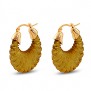 Trendy resin earrings oval Gold-Transparent Golden Brown