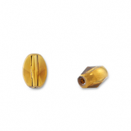 Glass beads oval Yellow Transparent-Gold