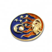 Brooches sun, moon & star Gold-Blue-Orange