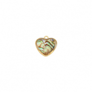 Resin pendants with imitation shell heart Gold-Ocean Green