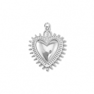 Brass TQ metal charms heart Silver