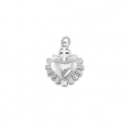 Brass TQ metal charms heart with cross Silver