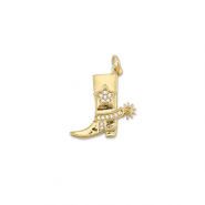 Brass TQ metal charms cowboy boot with spur Gold