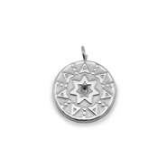 Stainless steel charms round Silver