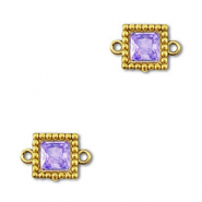 Stainless steel connectors zirconia square Gold-Purple