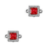 Stainless steel connectors zirconia square Silver-Red