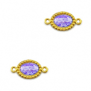 Stainless steel connectors zirconia oval Gold-Purple