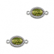 Stainless steel connectors zirconia oval Silver-Lime Green