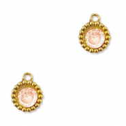 Stainless steel charms zirconia round Gold-Light Orange