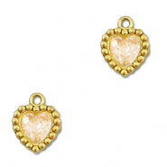 Stainless steel charms zirconia heart Gold-Light Orange