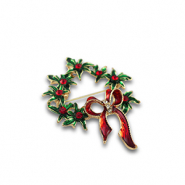 Brooches Christmas wreath Gold-Red-Green