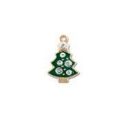 Metal charms zirconia christmas tree Gold-Green