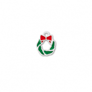 Metal charms christmas wreath Silver-Green-Red