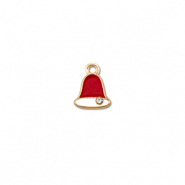 Metal charms zirconia christmas bell Gold-Red-White