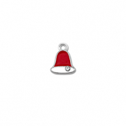 Metal charms zirconia christmas bell Silver-Red-White