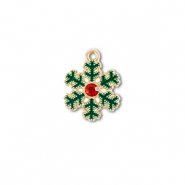 Metal charms zirconia snowflake Gold-Green-Red