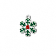 Metal charms zirconia snowflake Silver-Green-Red