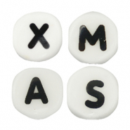 Letter beads ceramic - XMAS White-Black