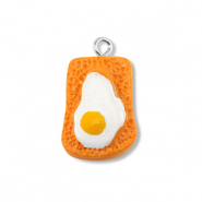 Resin pendants toast with egg Orange-White-Yellow
