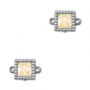 Stainless steel connectors zirconia square Silver-Light Orange