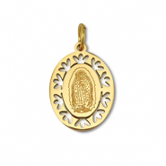Stainless steel charms oval religious Gold
