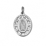 Stainless steel charms oval religious Silver