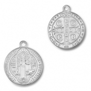 Stainless steel charms round religious Silver