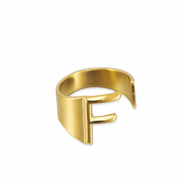 Stainless steel rings letter F Gold