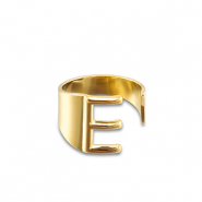 Stainless steel rings letter E Gold