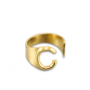 Stainless steel rings letter C Gold