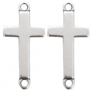 DQ European metal charm connector cross Antique Silver (nickel free)