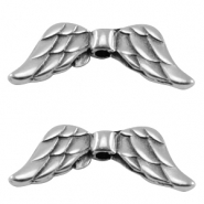 DQ European metal beads angel wings Antique Silver (nickel free)