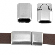 DQ European metal magnetic clasp for 10mm flat leather Antique Silver (nickel free)
