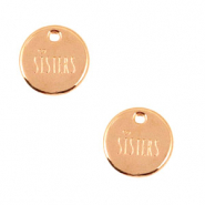 DQ European metal charms "sisters"12mm Rosegold (nickel free)