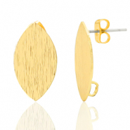 DQ European metal findings earpin oval with loop Gold (nickel free)